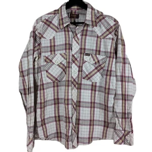 Camisa a Presión De Colección Wrangler Western Wear Hecha en EE. UU. Perla Para Hombres L Blanca Roja A Cuadros - Imagen 1 de 9