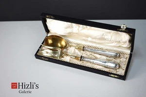 ANTIKES FISCH VORLEGEBESTECK 800 SILBER VERGOLDET IM ETUI 21CM 116,9CM - Bild 1 von 7