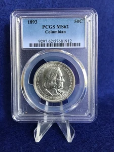 1893 Columbian Exposition Half Dollar 50c *PCGS MS62 Brilliant Unc* Blast White - Picture 1 of 5