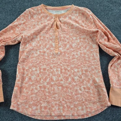 L L Bean женщин розовый цветочный Henley длинным рукавом тепловой рубашка размер M - Изображение 1 из 4