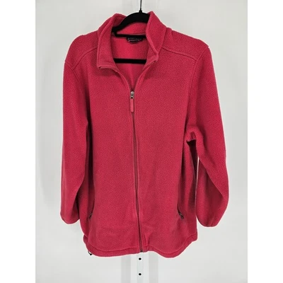 Chaqueta polar Lands End para mujer talla 1X cremallera completa rosa oscuro rojo Foto 1 de 4