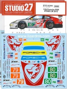 Studio 27 Decal 1/24 Porsche 911 GT3 RSR FLYING LIZARD Le '12 for Fujimi 11943 - Picture 1 of 2