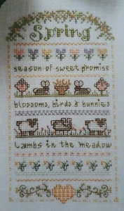Cross Stitch "SEASONAL SAMPLERS" pattern ~ bunnies, hive, pumpkins, snowmen - Picture 1 of 4