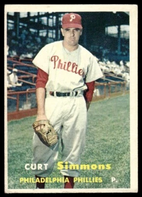 1957 Topps Curt Simmons crease Philadelphia Phillies #158 - Image 1 of 2