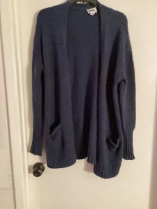Women NWOT Caslon Navy  Blue Cardigan Linen Cotton Blend Button w/Pockets Sz Med - Picture 1 of 2