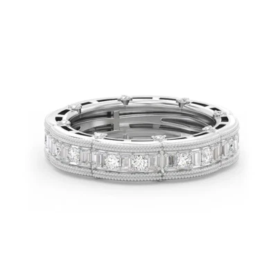 Engagement Band Lab Created 1.00 Ct Round Cut Diamond 4.3 MM Platinum PT950  - Image 1 of 4
