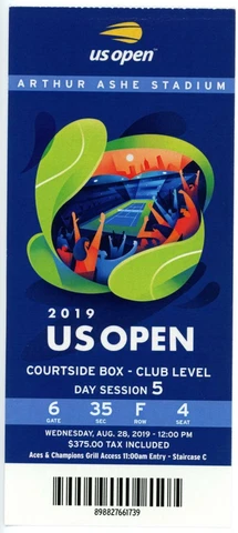 8/28 2019 US Open Tennis Courtside FULL TICKET Serena Williams Bianca Andreescu Cover
