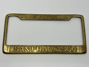 VTG Brass License Plate Holder Frame “I Love San Francisco” SF Heart Love - Picture 1 of 7