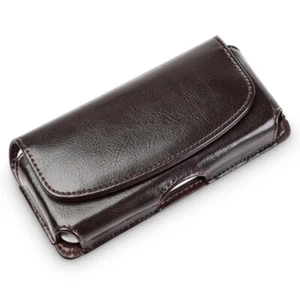 Universal Horizontal Phone Real Leather Pouch Holster With Belt Clip Case Cover - Picture 1 of 9
