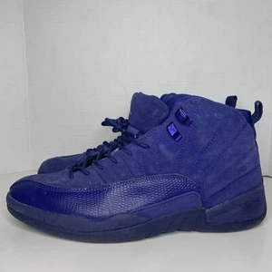 Nike Air Jordan 12 Retro Deep Royal Size 12 Men Blue Suede Shoes Basketball 156 - Picture 1 of 13