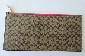 COACH Marrón Cremallera Firma Delgado Cuero Bolsa Accesorio Estuche Nuevo - Imagen 1 de 5
