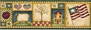 Norwall NL76750 Country Sampler Wallpaper Border, Green, Red,Yellow - Picture 1 of 19