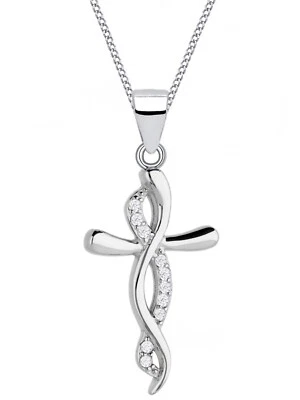 Halskette Kinder Unendlichkeit Kreuz Anhänger Kette 925 Silber Echtschmuck - Bild 1 von 4