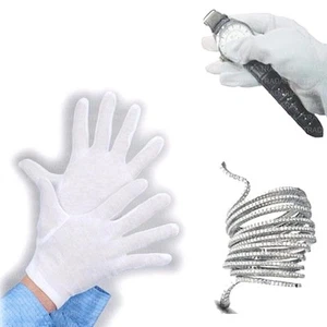 GUANTES DE ALGODÓN BLANCO SUAVE JOYERÍA DIAMANTES RELOJES ANTIGÜEDADES PLATA  - Imagen 1 de 2