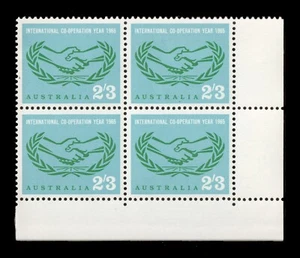 AUSTRALIA 1965 QE2 Sc 392 Cooperation Year MNH VF BL4 Stamp Block CV$13 - Picture 1 of 2