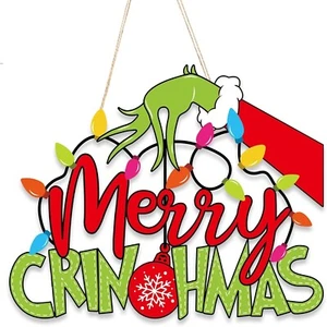 The Grinch Thief Hand Stole Merry Christmas Tree Decoration Hanging Sign Door - Picture 1 of 7