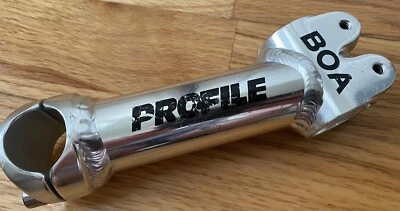 RARE Profile Boa 1 1/8" Treadless MTB Stem Silver About 120mm Rise 25.4" Silver - Image 1 of 4