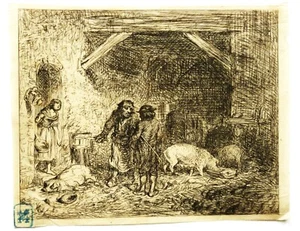 Rare EPREUVE D’ESSAI de Charles JACQUE Barbizon - Picture 1 of 1