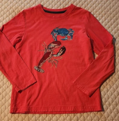 BOYS TEA COLLECTION RED SEA CRABS LONG SLEEVE PRINT TSHIRT 8YRS - Image 1 of 4