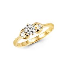 14K Solid 0.75 ct Round Cut Simulated Diamond Heart Solitaire Engagement Ring