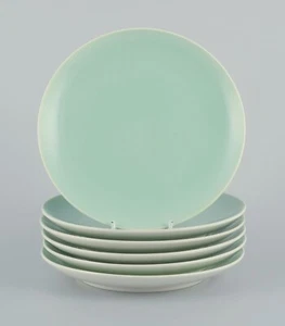 Six Aluminia "Confetti" plates in mint green glazed earthenware. Mid-20th C. - Picture 1 of 5