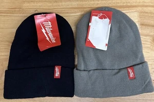 (2) Milwaukee Cuffed Acrylic Beanie Hats/Caps-Men’s Gray (506G)/Black(506B)-DN52 - Picture 1 of 5