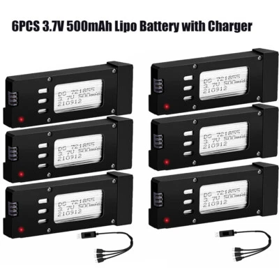6 Stück 3,7V 500mAh Upgrade Lipo Akku für Drone RC Drohne Quadcopter Ersatzteile - Bild 1 von 4