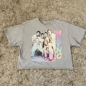 NSYNC Short Sleeve Cropped T-shirt Gray Women's Size Medium - Picture 1 of 7