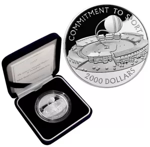 GUYANA 2000 Dollars 2007 Proof Silver 'Commitment to Sport' Mint Box/CoA - Picture 1 of 5