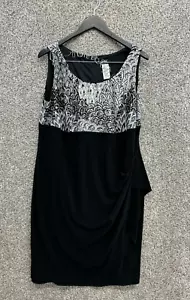 MSK Women Draped Dress Patterned Bodice Black/White Stretch Women's Size 18W - Picture 1 of 7