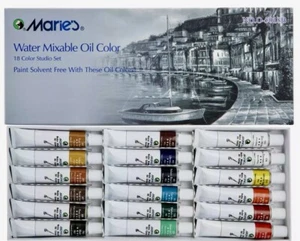 Marie's Water Mixable Oil Color Paint Set - 12ml Tubes - 18 Color Studio Set NEW - Picture 1 of 2