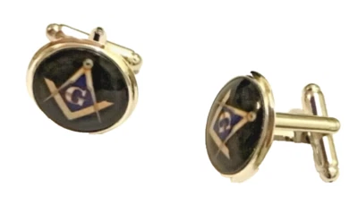 Sterling silver Masonic Freemasons Masonry T bar Formal dress shirt Cufflinks - Image 1 of 2