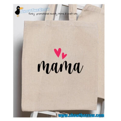 SHIOWTHECROW.COM "Mama" Mothers Day 100% Premium Cotton Tote Gift Shoppers Bag