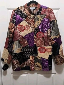 Vintage Indigo Moon Patchwork Jacket Sm Artsy Bohemian Embroidered Tapestry Mixe - Picture 1 of 6