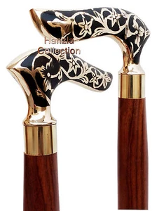 Vintage Designer Brass Handle Antique Style Victorian Cane Wooden Walking Stick - Picture 1 of 7