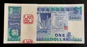 SINGAPORE 1 DOLLAR P-18 B 1987 x 100 Pcs Lot BUNDLE SHIP FISH SATELLITE UNC NOTE - Picture 1 of 7
