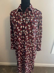 Top Shop Long Sleeved Shirt Red Black Blue Mix Floral Summer Dress Size 4 Petite - Picture 1 of 8