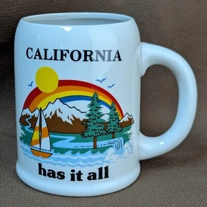 Vintage California Has It All Souvenir Tasse Papel USA Regenbogen Gemco Preis Aufkleber - Bild 1 von 9