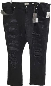 Big Men FWRD DENIM CO. 48X33 Black Distressed Denim Jeans NEW w/tags - Picture 1 of 14