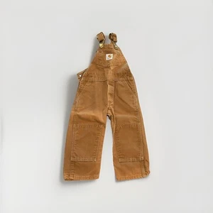 Vintage Union Made Carhartt Overalls Bibs Toddler 2T Double Knee Tan - Picture 1 of 5