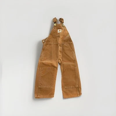 Vintage Union Made Carhartt Overalls Bibs Toddler 2T Double Knee Tan - Image 1 of 4