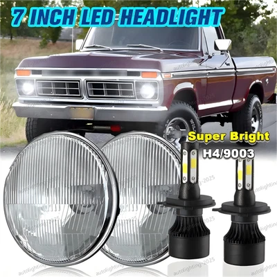 Par de faros LED redondos de haz alto/bajo de 7 pulgadas DOT para camioneta Ford F100 F150 F250 Foto 1 de 4