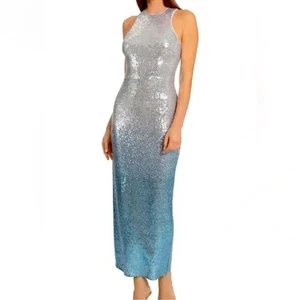 Maxi Vestido Maggy London Azul Ombre Sin Mangas (Talla 8) - Imagen 1 de 7