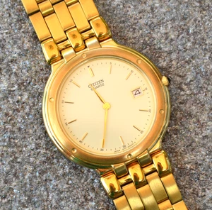 Citizen Herrenuhr, vergoldet, Top Zustand, Zeitloses Design, Batterie neu. - Bild 1 von 8
