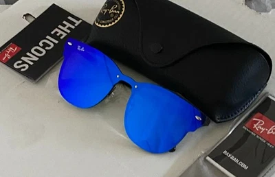 Occhiali da sole Ray Ban Blaze Clubmaster lenti nero/viola blu 3576 153/7V 47mm - Immagine 1 di 3