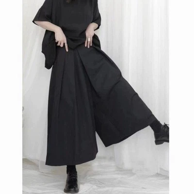 Pantalones rectos japoneses Harajuku para mujer holgados de pierna ancha cintura alta gótico Foto 1 de 4