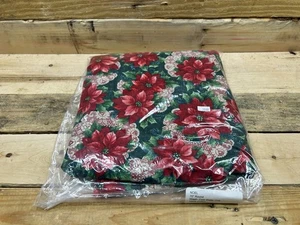 Bedruckte Tischdecke Baumwolle Urlaub Weihnachten rot grün Weihnachtsstern 70" rund Vintage - Bild 1 von 3