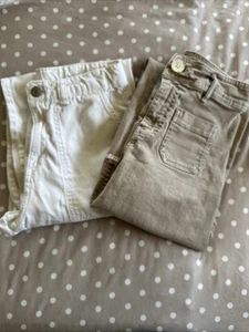 Zara Girls 11-12 Jeans Pants White Brown Wide Leg Adjustable Waist - Picture 1 of 23