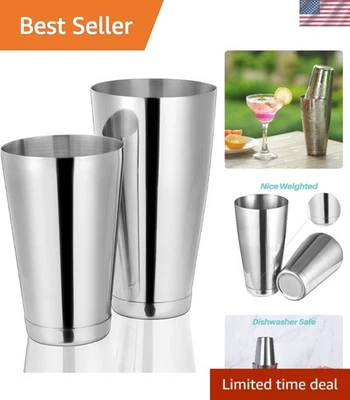 Профессиональный коктейльный шейкер Boston набор - нержавеющая сталь и олово, 28 унций и 18 унций - Изображение 1 из 4