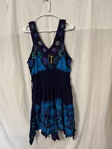 Women's Sleeveless Tank Dress Beach Purple Blue Floral Stretch Plus 2XL New - Picture 1 of 5
